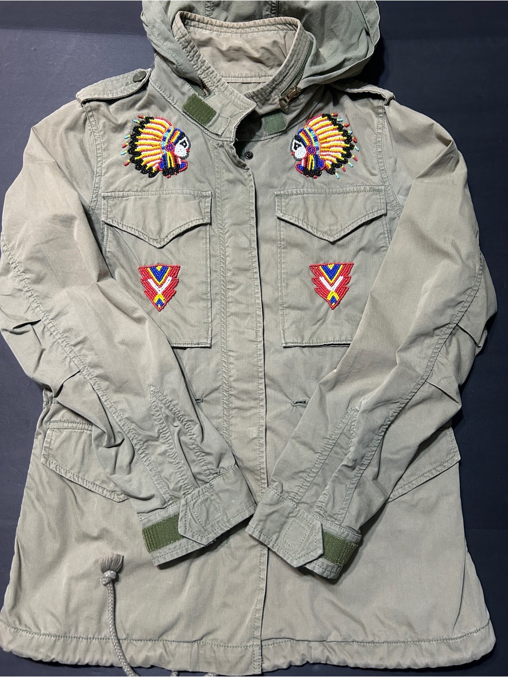 Denim Supply Ralph Lauren Beaded lndian Jacket  Medium, Military style